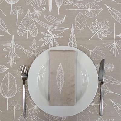 Leaves Table Cloth 6-8 Seater - Chalk