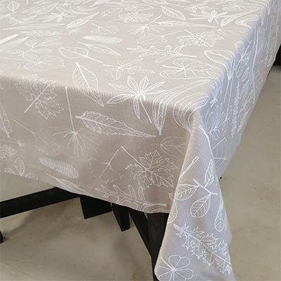 Leaves Table Cloth 6-8 Seater - Chalk