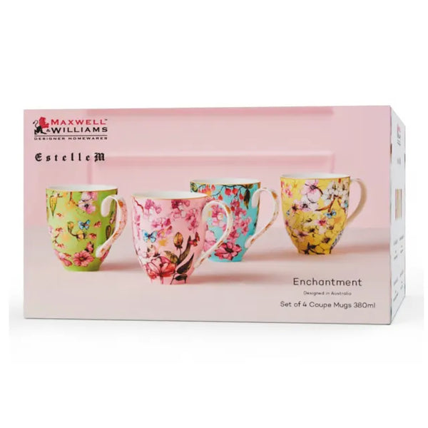 Maxwell & Williams Estelle Michaelides Enchantment Coupe Mugs – Set of 4 (380ml)
