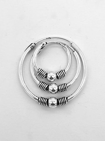 Silver Bali Ball 18mm Hoop