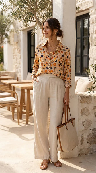 Bukamina Ellie - Desert Calm: Classic Collared Shirt with a Cuff