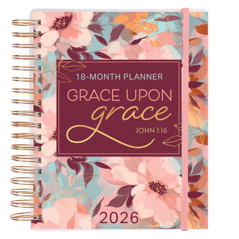 2025/2026 Diary - 18-Month Planner for Women - Grace upon Grace - Wirebound