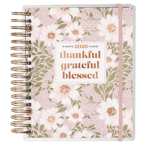 2025/2026 Diary - 18-Month Planner for Women - Thankful Grateful Blessed - Wirebound