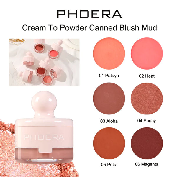 Phoera Cream To Powder Canned Blush Mud