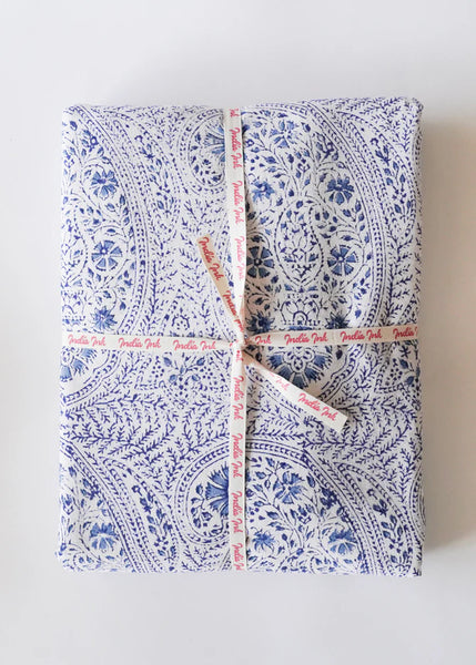 India Ink Tablecloth - Delicate Paisley Blue