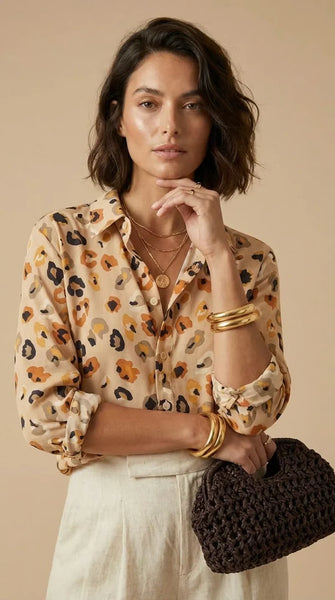 Bukamina Ellie - Desert Calm: Classic Collared Shirt with a Cuff
