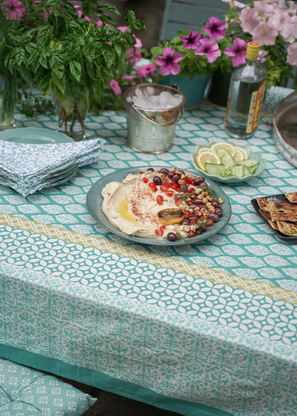 India Ink Tablecloth - Buti Galore Aqua
