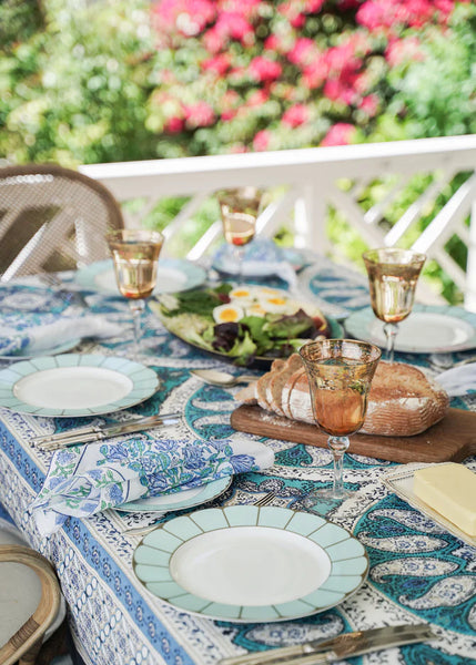 India Ink Tablecloth - Mandala Blue