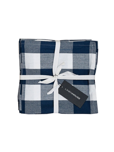 Revana Check Navy 4 Pack Napkins