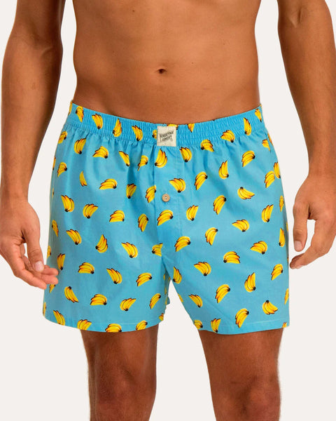 Mens Boxer Shorts - Bananas on Blue