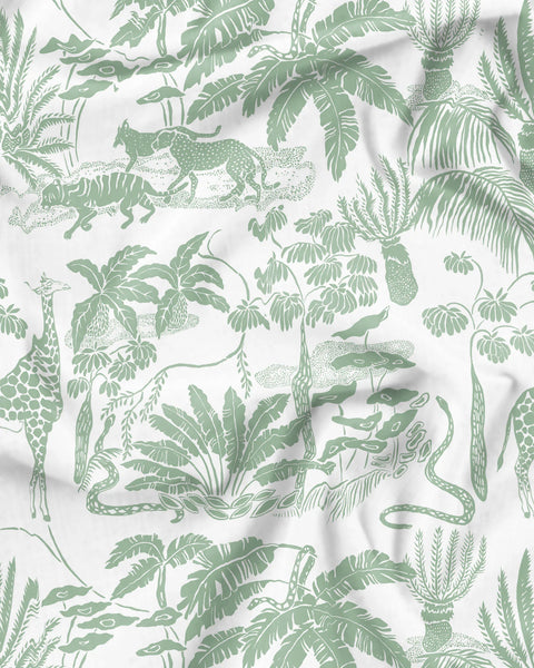 Womens Short Pyjamas - Sage Safari on White