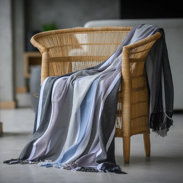 Protea Pinstripe Throw 15 x 200 Sunset Black/Steel