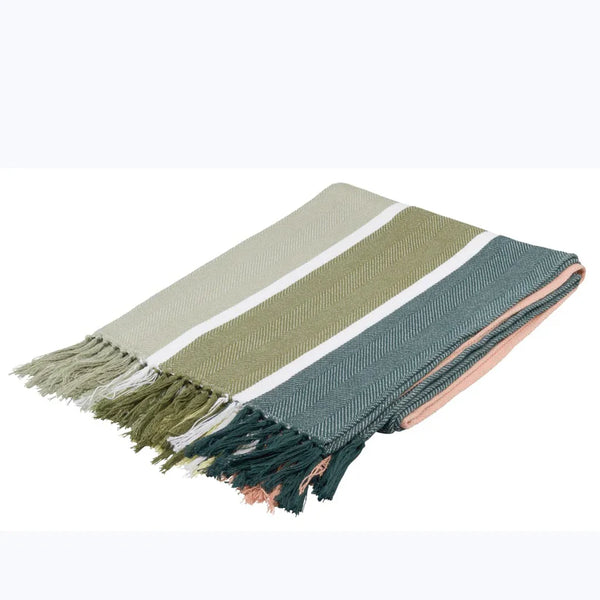 Protea Pinstripe Throw 15 x 200 Sunset Bottle/Hunter