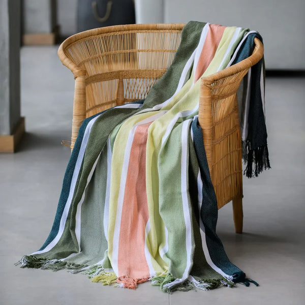 Protea Pinstripe Throw 15 x 200 Sunset Bottle/Hunter