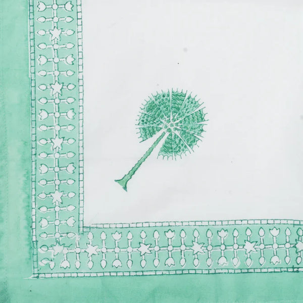 India Ink Napkin Set - Palm Plaza Aqua