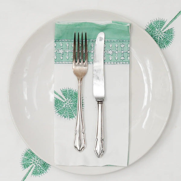 India Ink Napkin Set - Palm Plaza Aqua