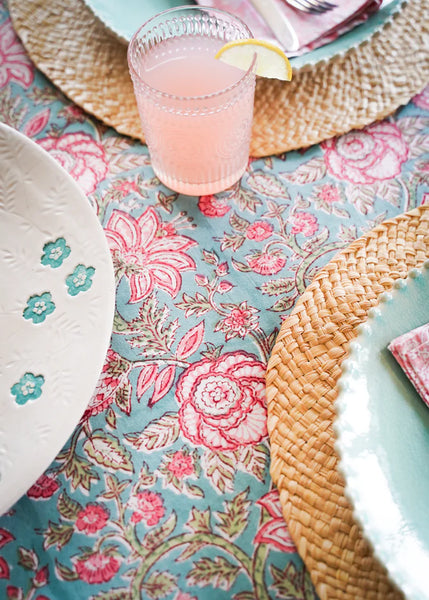 India Ink Tablecloth - Rosy Slate