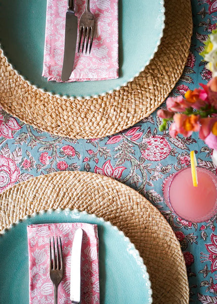 India Ink Tablecloth - Rosy Slate