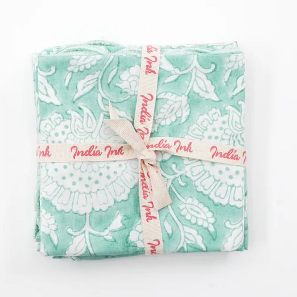 India Ink Napkin Set - Scalloped Wallflower Aqua