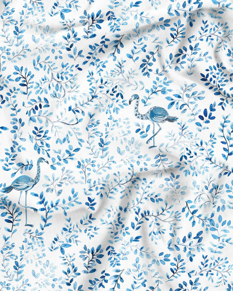 Unisex Kimono - Blue Summer Vines On White