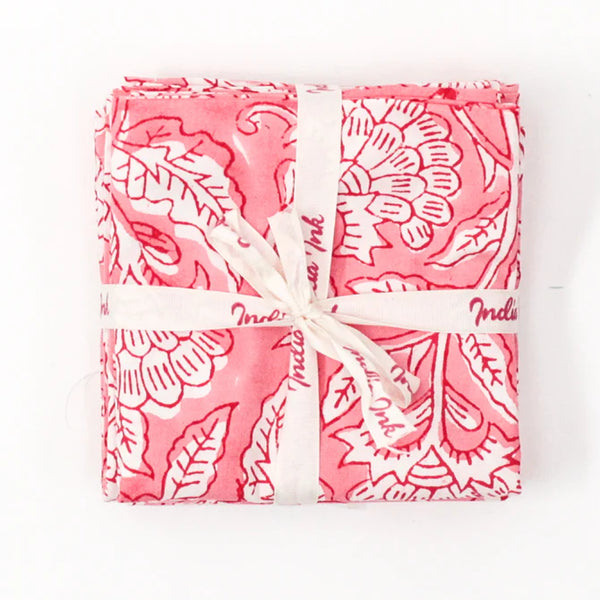 India Ink Napkin Set - Climbing Vine Pink