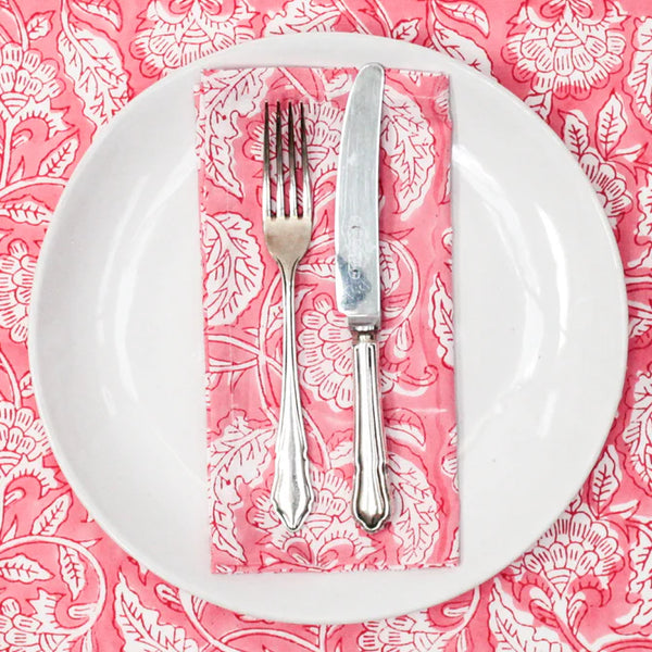 India Ink Napkin Set - Climbing Vine Pink