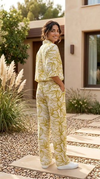Bukamina Lino - Savannah Meadow Wide leg pants