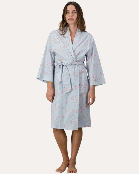 Unisex Kimono - Blue Summer Vines On White