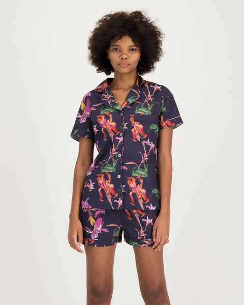 Womens Short Pyjamas - Iris on Navy