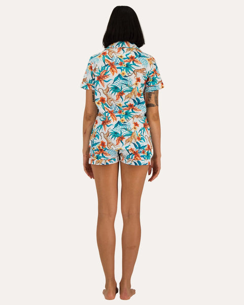 Womens Short Pyjamas - Jungle Cheetahs on White