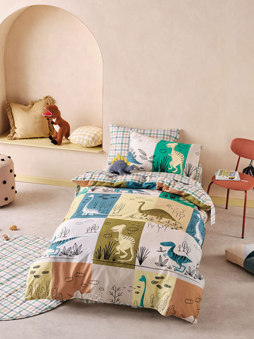 Linen House Prehistoric Patchwork Organic Cotton Duvet Cover Set