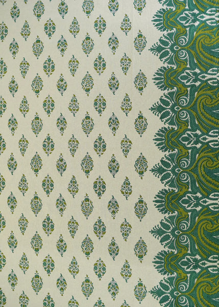 India Ink Tablecloth - Paisley Cascade Green