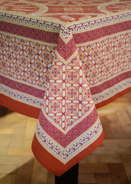 India Ink Tablecloth - Mandala Orange