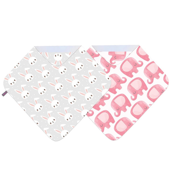 Microfibre Hooded Baby Towel - Bunny/Pink Ellies (2 Pack) - Blue Willow Tree