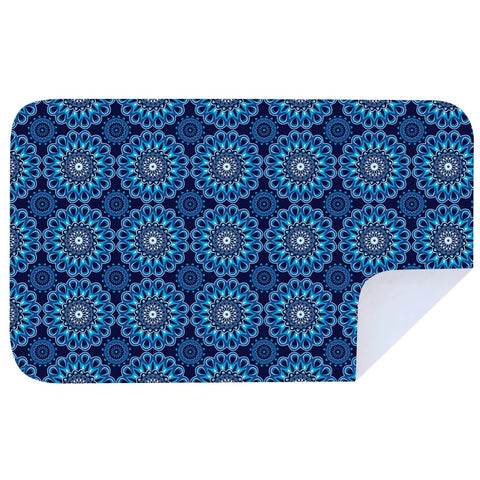 Microfibre XL Printed Towel - Shweshwe Blue Orange Flowers