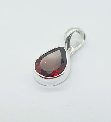 Garnet Faceted Tear Drop Pendant