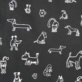 Dog Doodles Fabric - Chalk on Black - Blue Willow Tree