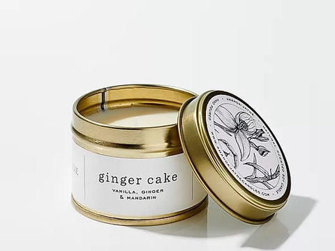 Amanda-Jayne Scented Travel Candle in Gold Tin - Ginger Cake - Blue Willow Tree