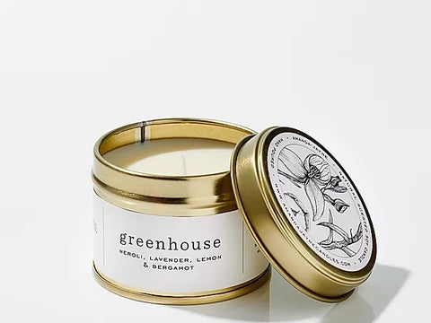Amanda-Jayne Scented Travel Candle in Gold Tin - Greenhouse - Blue Willow Tree