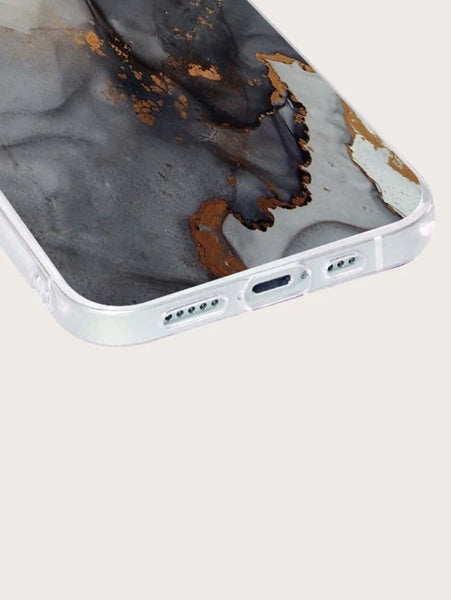 Marble Grey & Gold Phone Case