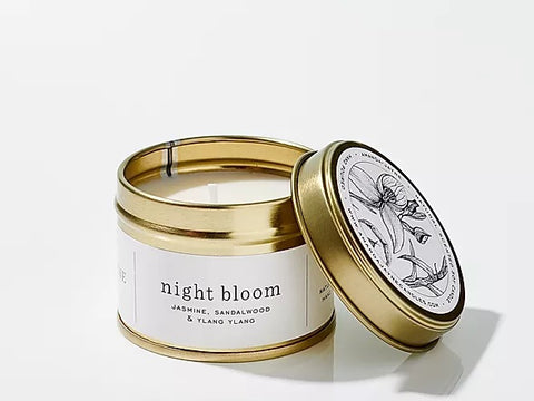 Amanda-Jayne Scented Travel Candle in Gold Tin - Night Bloom - Blue Willow Tree