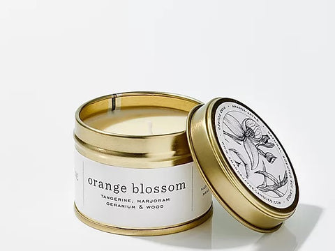 Amanda-Jayne Scented Travel Candle in Gold Tin - Orange Blossom - Blue Willow Tree