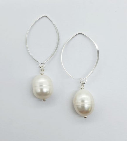 Pearl V Hook Earrings