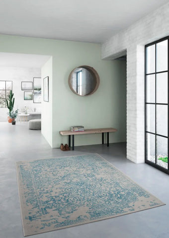 Vintage Flower Design Rug Light Turquoise - Blue Willow Tree