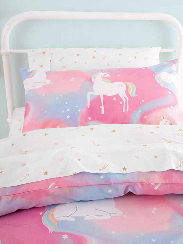 Single bed unicorn quilt cover top